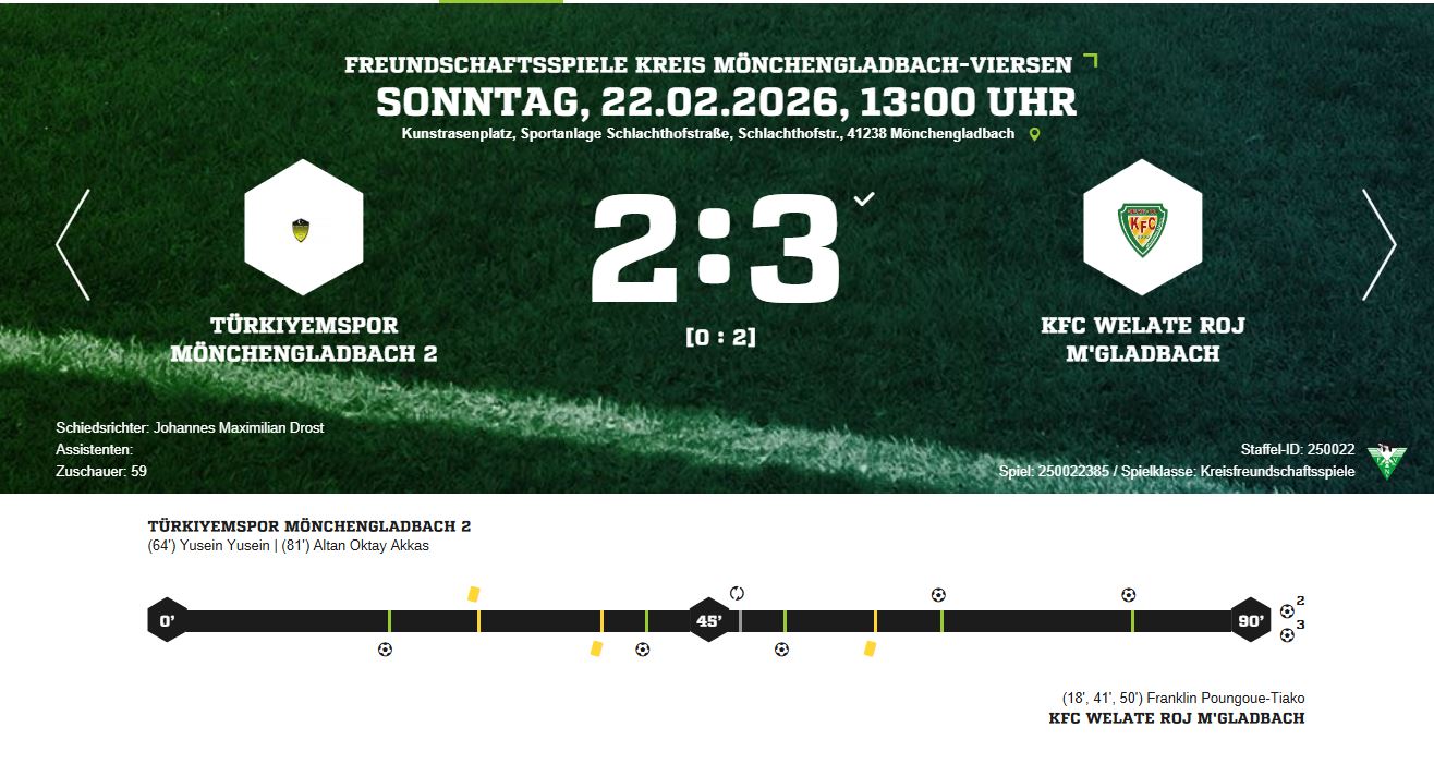 Auswärtssieg im Derby: KFC Welate Roj bezwingt Türkiyemspor